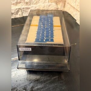 Vintage Rolodex VIP-24C Covered Card File Black Smoke Index Box A-Z Tabs USA